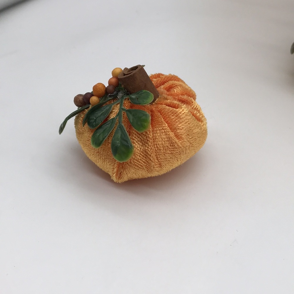 Trio of 3 Handmade Velvet, poly filled Pumpkins - Picture 3 of 10